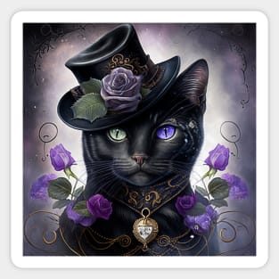 Black Cat With A Hat Sticker